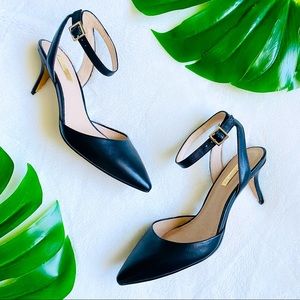 Louise et Cie black d’Orsay ankle strap heels